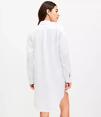 Petite LOFT Beach Linen Swimsuit Coverup Pocket Shirt