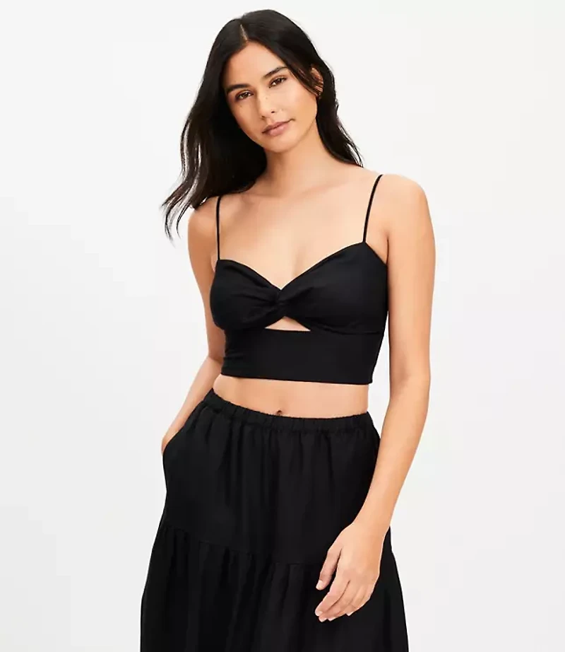 LOFT Beach Linen Blend Cutout Tank Top