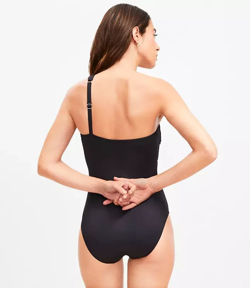LOFT Beach Asymmetrical Bandeau One Piece Swimsuit