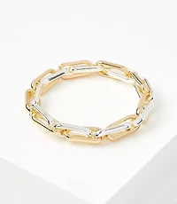 Mixed Metal Chain Link Stretch Bracelet