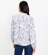 Vine Jacquard V-Neck Blouse