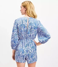 LOFT Beach Spiral Linen Twist Cutout Romper