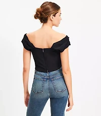 Petite Stretch Crepe Structured Off The Shoulder Top