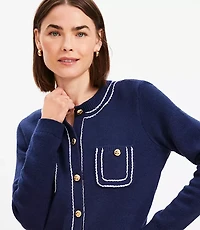 Petite Topstitched Sweater Jacket