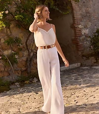 Embroidered Scalloped V-Neck Cami