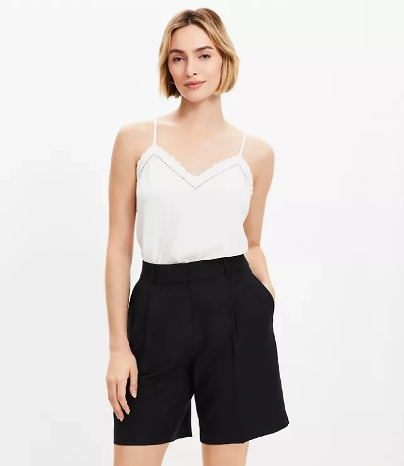 Embroidered Scalloped V-Neck Cami