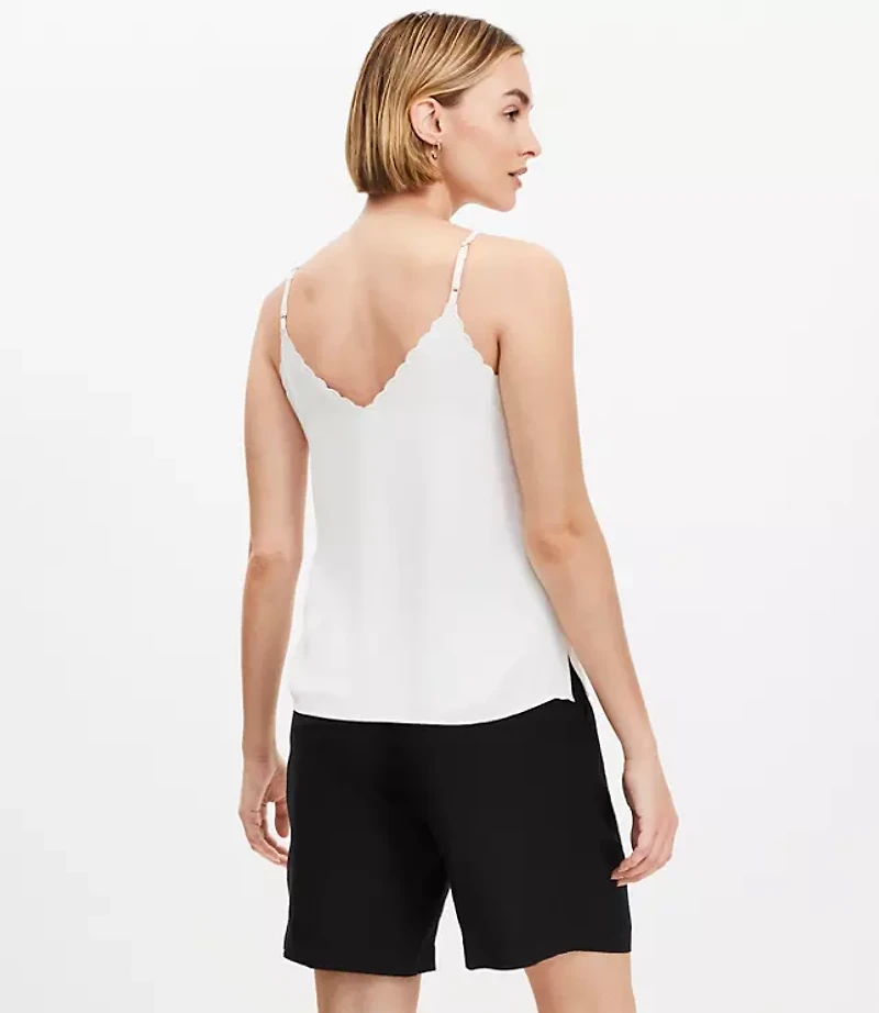 Embroidered Scalloped V-Neck Cami