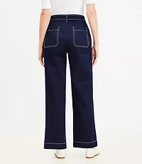 Curvy Button Front Straight Pants Twill