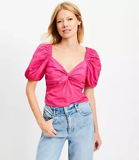 Taffeta Puff Sleeve Sweetheart Top