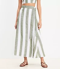 LOFT Beach Striped Linen Maxi Wrap Skirt