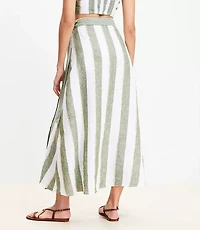 LOFT Beach Striped Linen Maxi Wrap Skirt