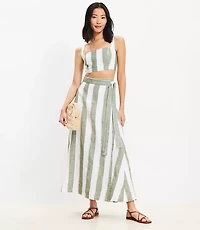 LOFT Beach Striped Linen Maxi Wrap Skirt