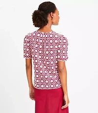 Petite Floral Embroidered Scalloped Blouse