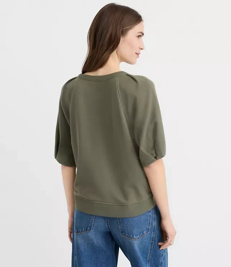 Petite Pleated Puff Sleeve Sweatshirt