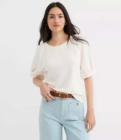 Petite Pleated Puff Sleeve Sweatshirt