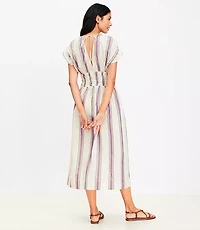 LOFT Beach Striped Smocked Midi Pocket Dress