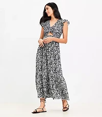 LOFT Beach Paisley Cutout Tiered Maxi Dress