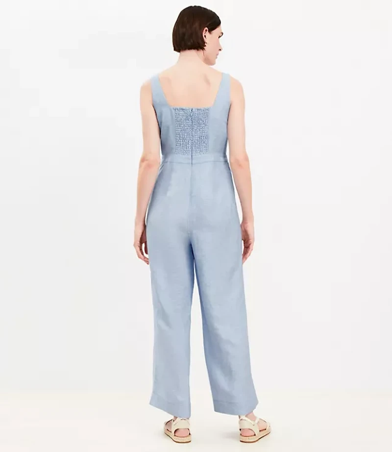 Linen Blend Square Neck Jumpsuit