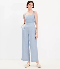 Linen Blend Square Neck Jumpsuit