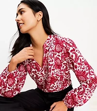 Petite Night Bloom V-Neck Blouse