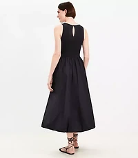 Poplin Bubble Mixed Media Midi Dress
