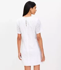 Tall Eyelet Scalloped Neck Mini Dress