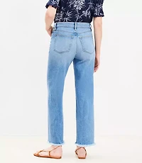 Frayed High Rise Wide Leg Crop Jeans in Light Wash