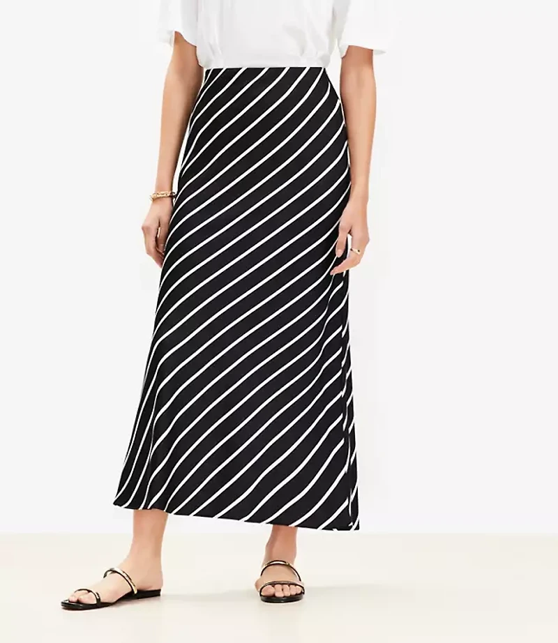 Striped Bias Maxi Skirt