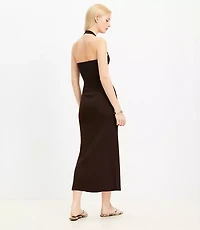 Ribbed Maxi Halter Sweater Dress