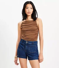 Ruched Apron Neck Top