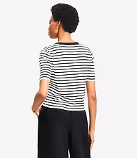 Stripe Ribbed Short Sleeve Cardigan