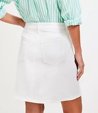 Button Denim Mini Skirt White