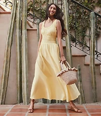 Poplin Smocked Maxi Pocket Dress