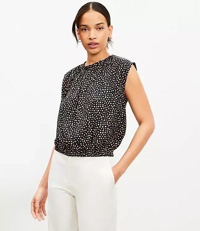 Petite Cheetah Print Tie Back Bubble Hem Top