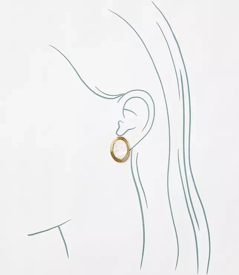 Mother Of Pearl Circle Statement Stud Earrings