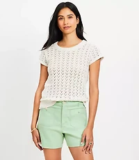 Chevron Pointelle Sweater Tee