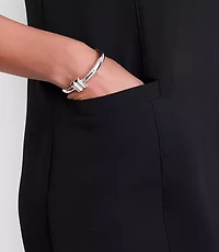 Petite LOFT Versa Crepe Drape Mini Pocket Dress