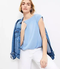 Petite Muscle Bubble Hem Sweatshirt