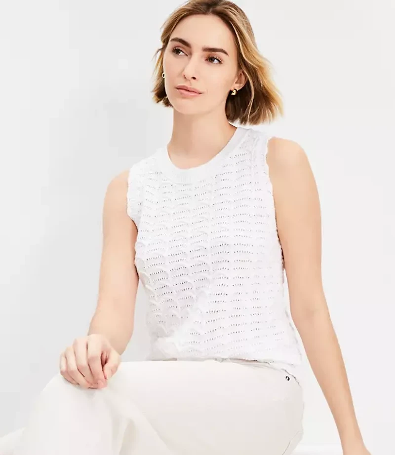 Scalloped Pointelle Sweater Tank Top