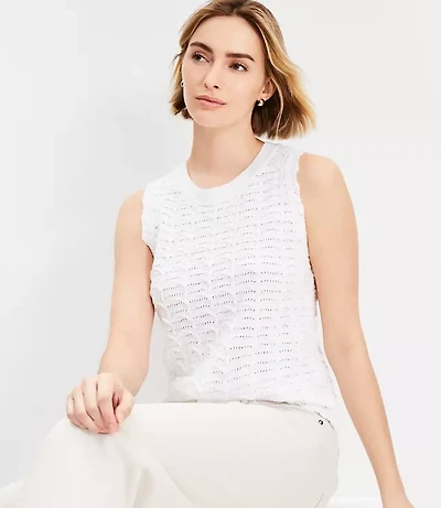 Scalloped Pointelle Sweater Tank Top