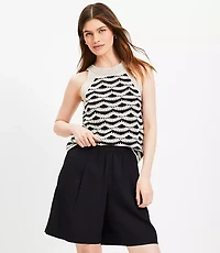 Two Tone Crochet Ribbed Halter Sweater