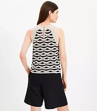 Two Tone Crochet Ribbed Halter Sweater