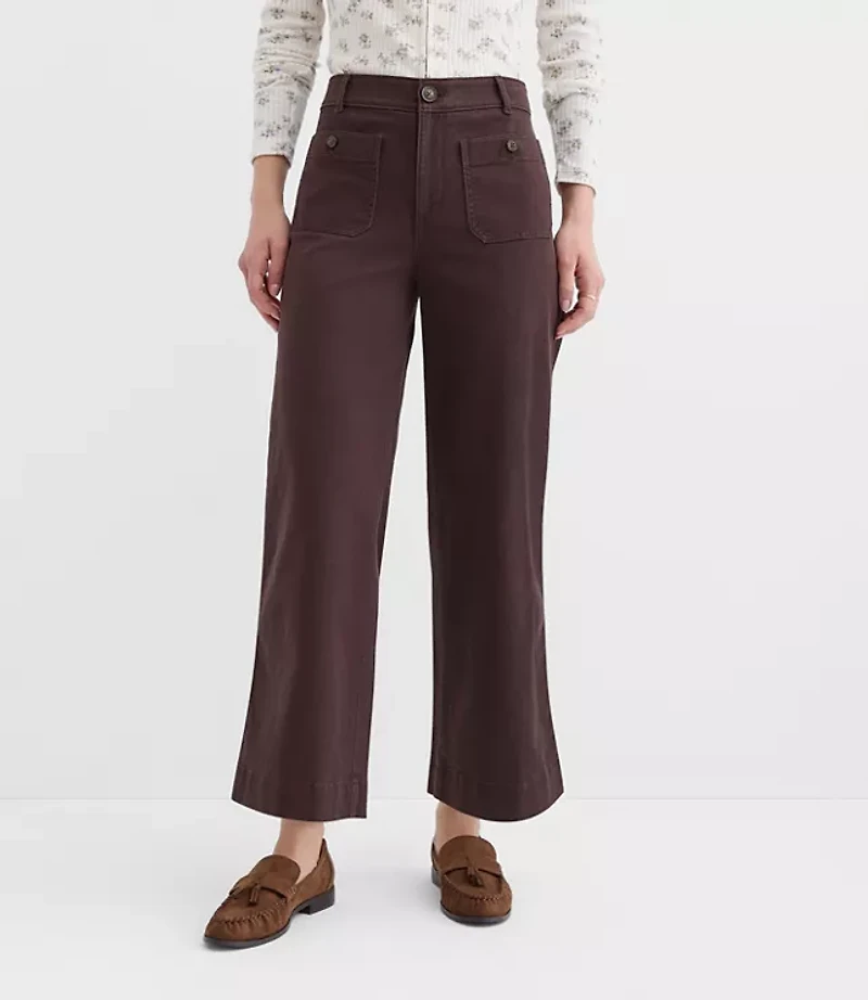 Petite Palmer Wide Leg Crop Pants Twill