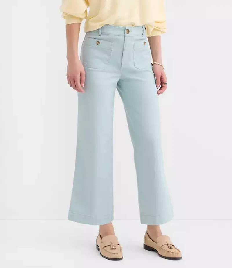 Petite Palmer Wide Leg Crop Pants Twill