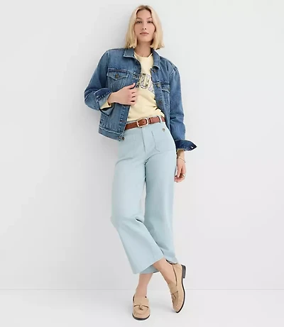 Petite Palmer Wide Leg Crop Pants Twill