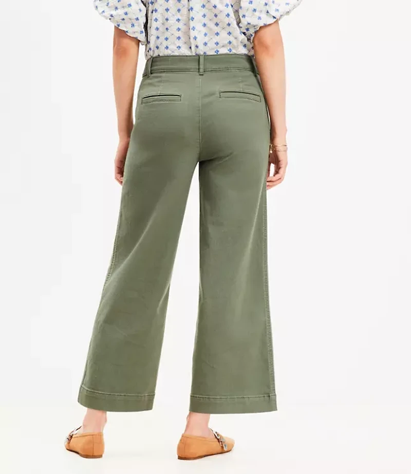 Petite Palmer Wide Leg Crop Pants Twill