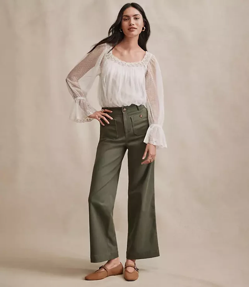 Petite Palmer Wide Leg Crop Pants Twill