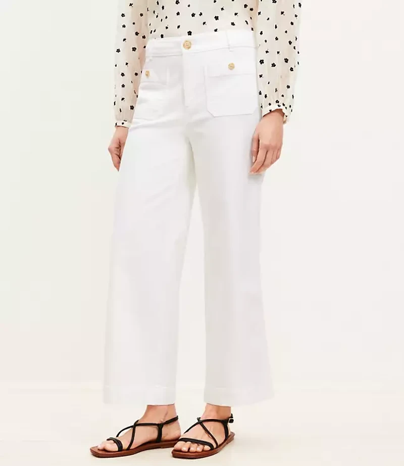 Petite Palmer Wide Leg Crop Pants Twill