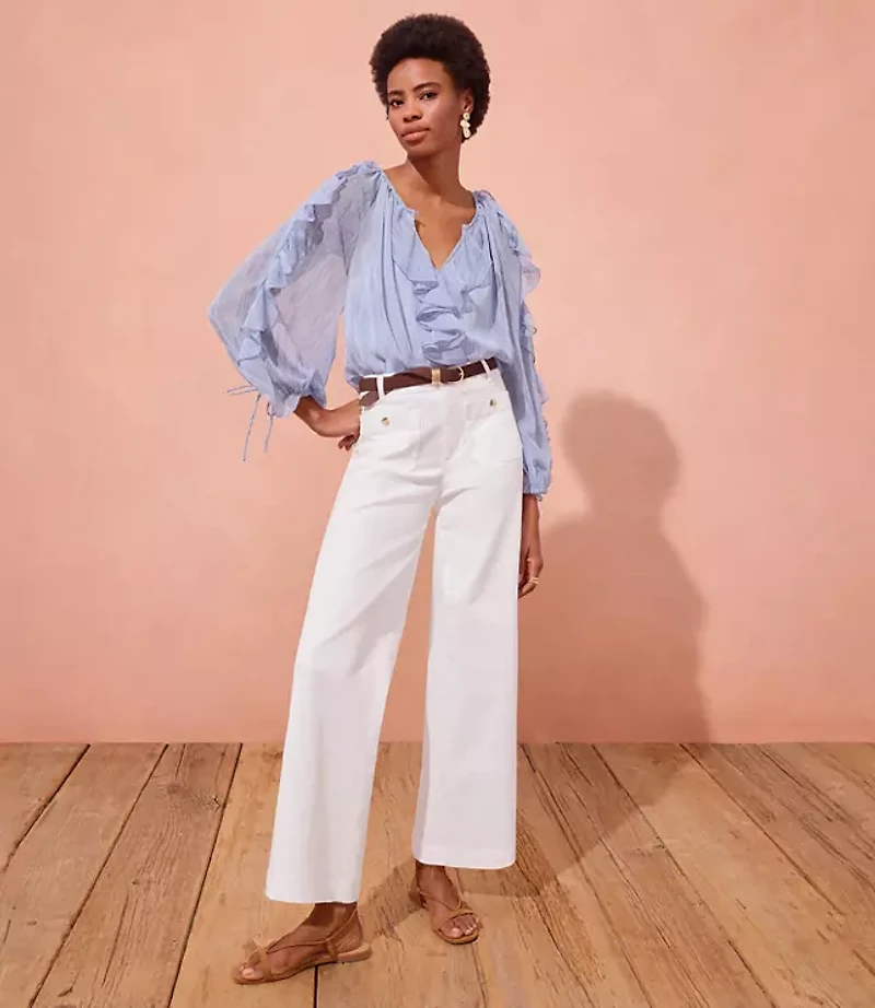 Petite Palmer Wide Leg Crop Pants Twill