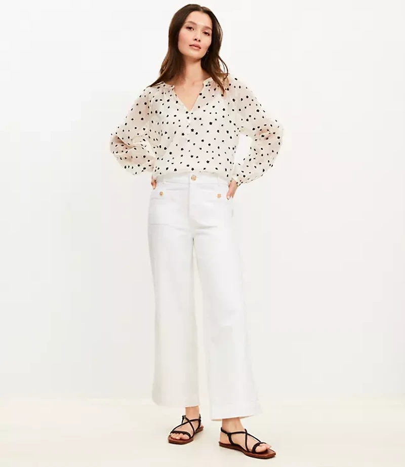 Petite Palmer Wide Leg Crop Pants Twill